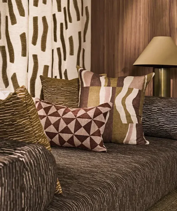 Strata Fabric - Denim by Zarela Fabric from Kai Isara collection - neutral geometric velvet-chenille