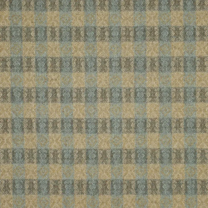 Oakes Fabric - Aqua / Rust swatch