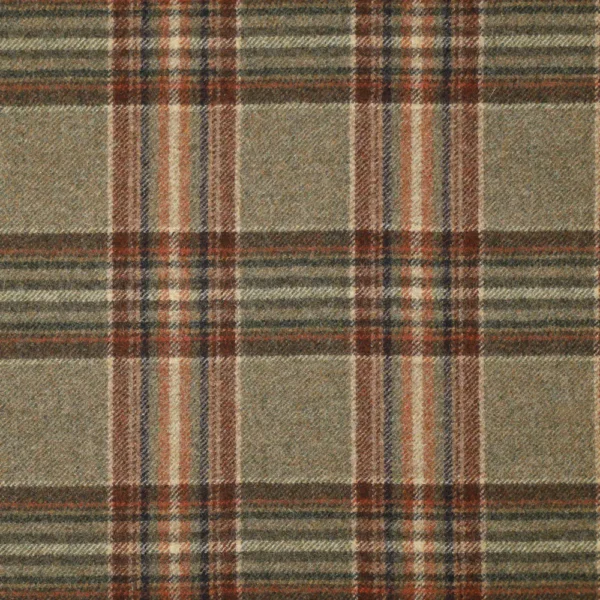 Coates Fabric - Sage / Red by Coates Fabric from Abraham Moon & Sons Heritage II collection - red checked woolen