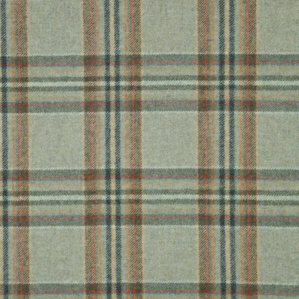 Coates Fabric - Aqua / Rust by Coates Fabric from Abraham Moon & Sons Heritage II collection - blue checked woolen
