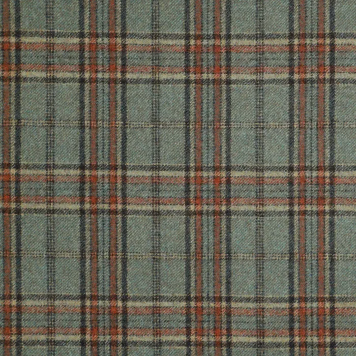 Smyth Fabric - Aqua / Rust swatch