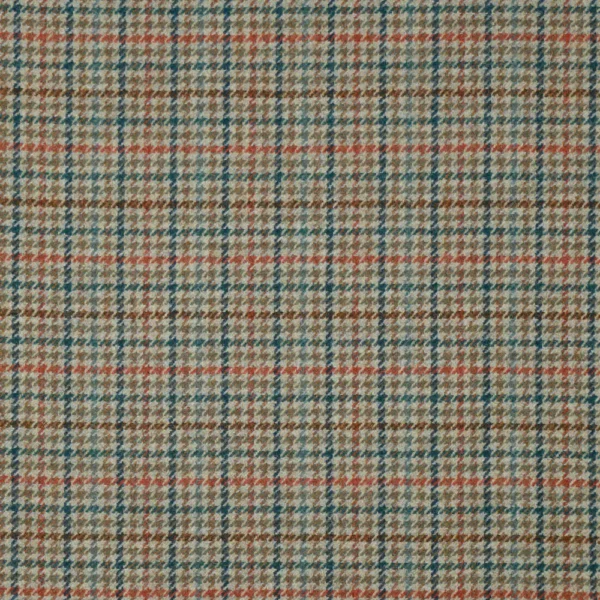Aveyard Fabric - Aqua / Rust by Aveyard Fabric from Abraham Moon & Sons Heritage II collection - blue checked woolen