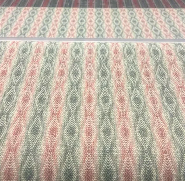 Netherfield Fabric - Aqua / Rust by Netherfield Fabric from Abraham Moon & Sons Heritage II collection - green striped woolen