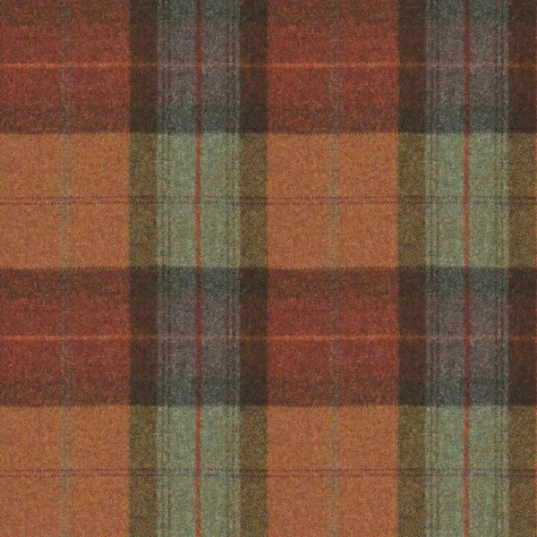 Skye Fabric from Abraham Moon & Sons Plaids & Tartans collection - orange checked woolen
