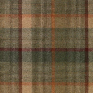 Malham Fabric from Abraham Moon & Sons Plaids & Tartans collection - green checked woolen