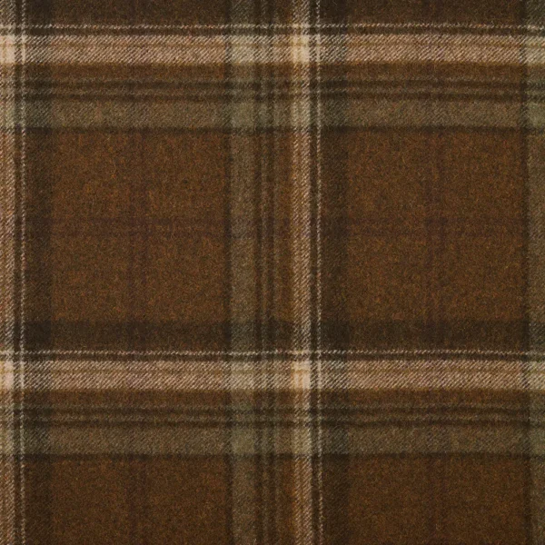 Holmes Fabric - Ochre by Holmes Fabric from Abraham Moon & Sons Plaids & Tartans collection - brown checked woolen