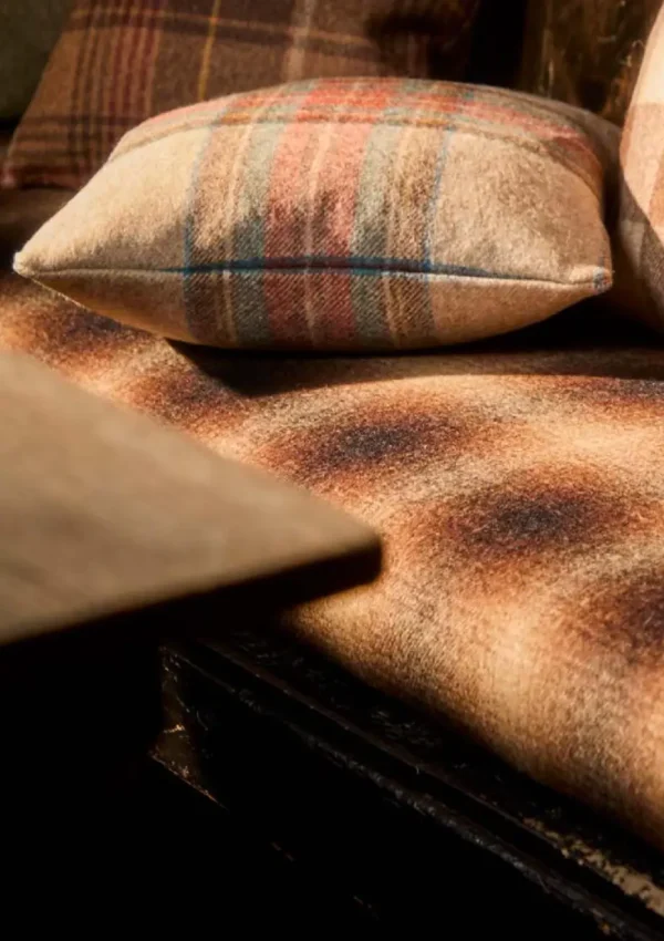 Antique Fabric - Royal Stewart by Ombre Fabric from Abraham Moon & Sons Plaids & Tartans collection - blue contemporary woolen