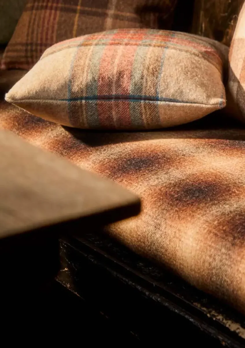 Ombre Fabric - Natural by Ombre Fabric from Abraham Moon & Sons Plaids & Tartans collection - blue contemporary woolen
