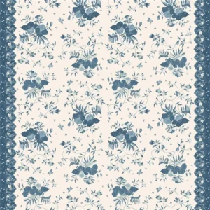 Elyria Floral Batik Fabric from Ralph Lauren Medow Lane collection - blue botanical cotton