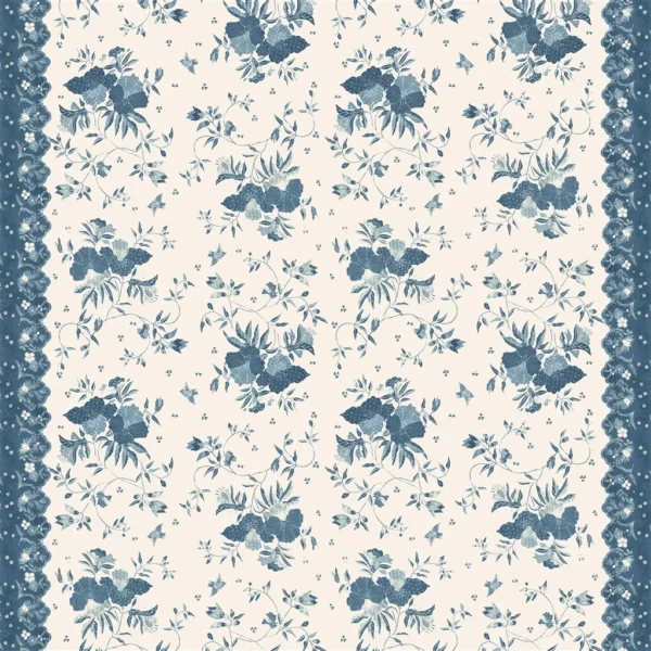 Elyria Floral Batik Fabric from Ralph Lauren Medow Lane collection - blue botanical cotton