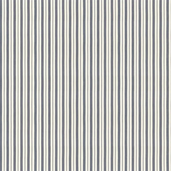 Ferry House Stripe Fabric - Blue by Ferry House Stripe Fabric from Ralph Lauren Medow Lane collection - black-grey striped cotton