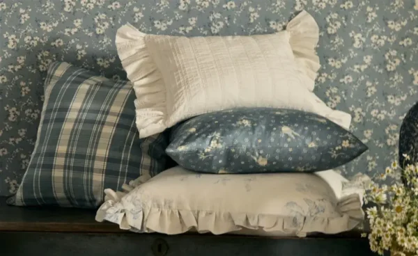 Maycroft Floral Fabric - Pink by Wells Batik Fabric from Ralph Lauren Medow Lane collection - blue botanical cotton