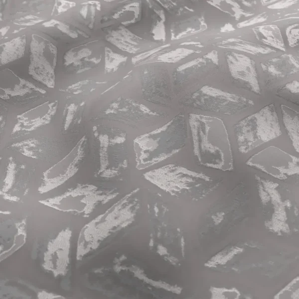 Prism Fabric - Aluminium by Prism Fabric from Chess Geo collection - black-grey geometric woven