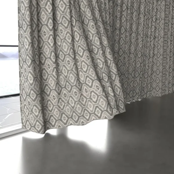 Lattice Fabric - Truffle by Lattice Fabric from Chess Geo collection - black-grey geometric woven