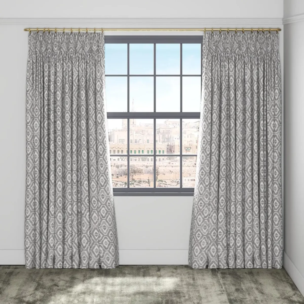 Lattice Fabric - Smoke by Lattice Fabric from Chess Geo collection - black-grey geometric woven