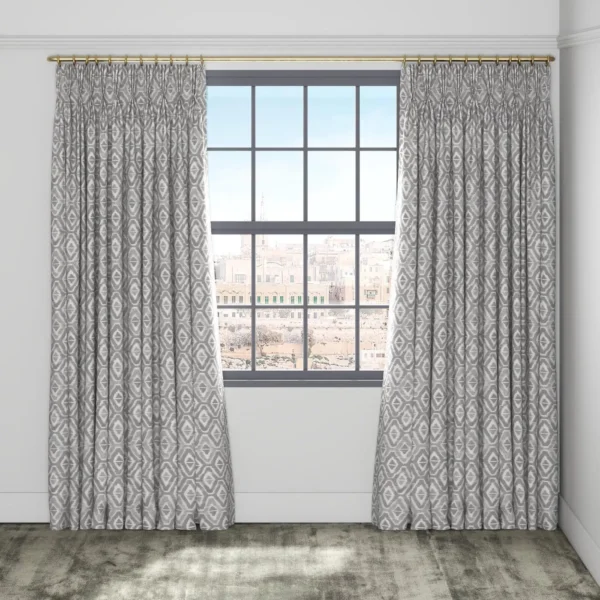 Lattice Fabric - Smoke by Lattice Fabric from Chess Geo collection - black-grey geometric woven