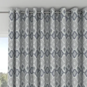 Lattice Fabric from Chess Geo collection - blue geometric woven