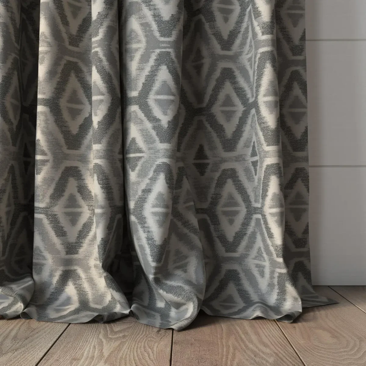 Lattice Fabric - Truffle by Lattice Fabric from Chess Geo collection - black-grey geometric woven