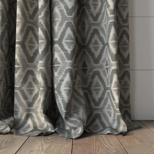 Lattice Fabric - Truffle by Lattice Fabric from Chess Geo collection - black-grey geometric woven