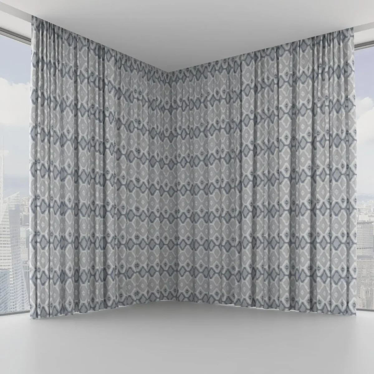 Lattice Fabric - Horizon by Lattice Fabric from Chess Geo collection - blue geometric woven
