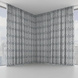 Lattice Fabric from Chess Geo collection - blue geometric woven