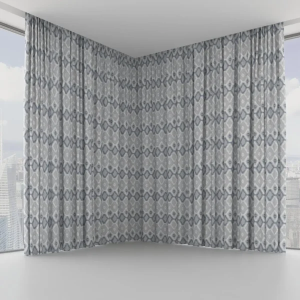 Lattice Fabric - Horizon by Lattice Fabric from Chess Geo collection - blue geometric woven