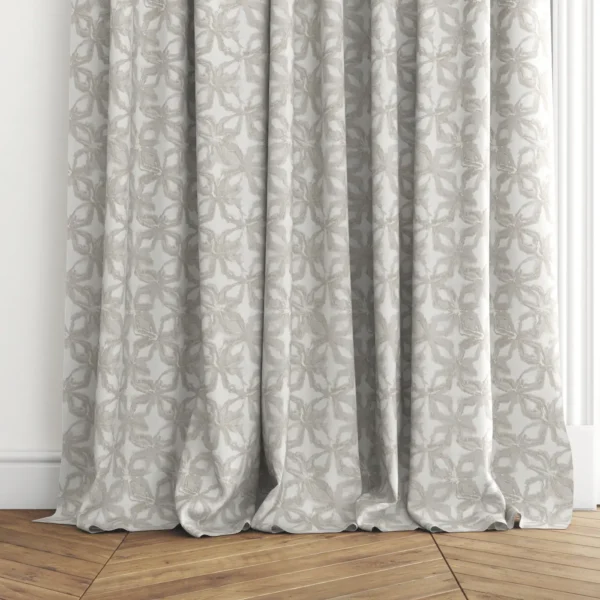 Kaleida Fabric - Limestone by Kaleida Fabric from Chess Geo collection - black-grey botanical woven