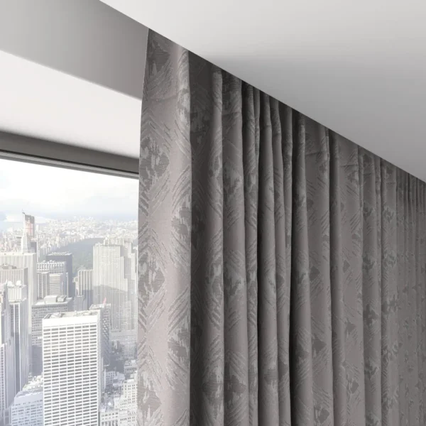 Forma Fabric - Steel by Forma Fabric from Chess Geo collection - black-grey geometric woven