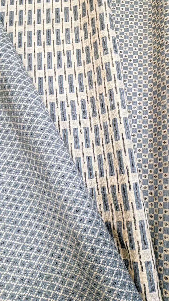 Corelli Fabric - Denim by Corelli Fabric from Chess Vivaldi collection - blue geometric woven