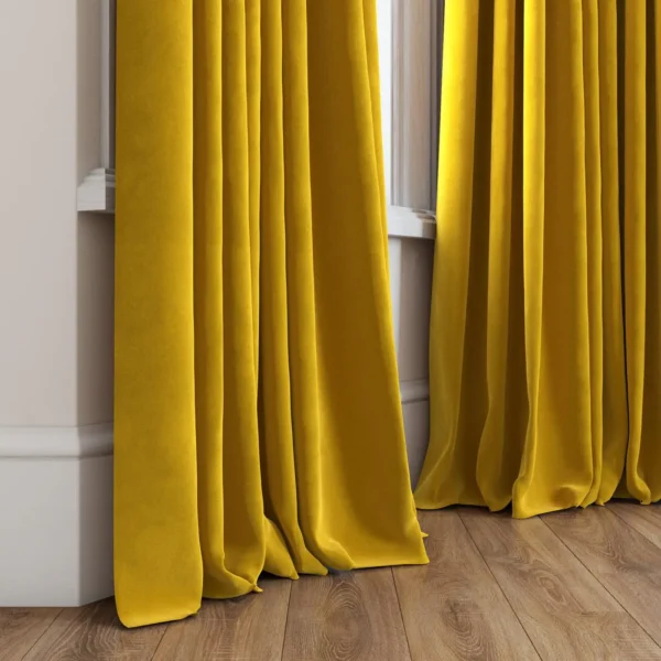 Marilyn Fabric - 34 Ochre by Marilyn Fabric from Wemyss Marilyn collection - yellow plain velvet-chenille