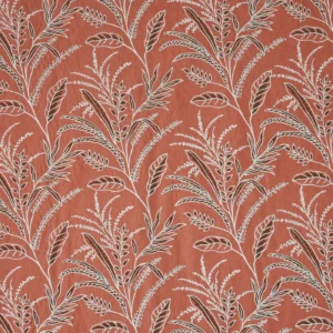 Bambous Fabric from Prestigious Textiles Mauritius collection - red botanical embroideried