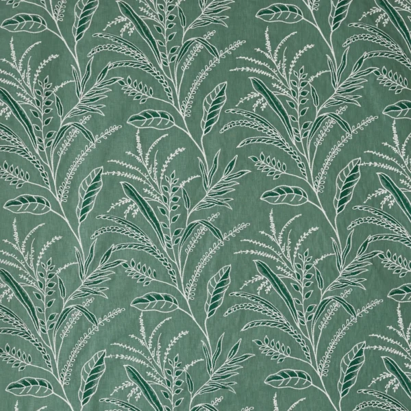 Bambous Fabric - Rainforest by Bambous Fabric from Prestigious Textiles Mauritius collection - green botanical embroideried