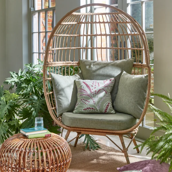 Bambous Fabric - Papaya by Bambous Fabric from Prestigious Textiles Mauritius collection - green botanical embroideried