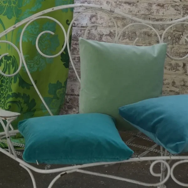 Cassia Fabric from Designers Guild Cassia collection - blue plain velvet-chenille