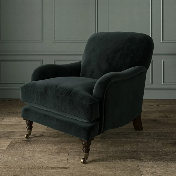 Omega Fabric - Coal by Omega Fabric from Linwood Fabrics Omega IV collection - black-grey plain velvet-chenille