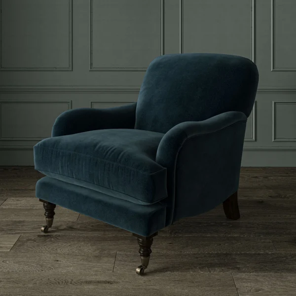 Omega Fabric from Linwood Fabrics Omega IV collection - blue plain velvet-chenille