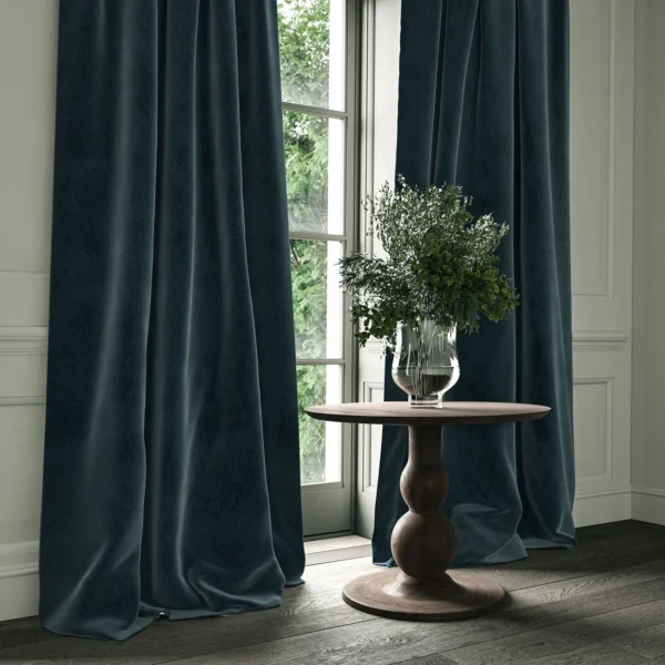 Omega Fabric from Linwood Fabrics Omega IV collection - blue plain velvet-chenille