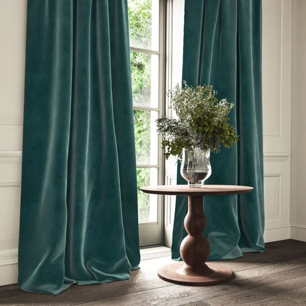 Omega Fabric from Linwood Fabrics Omega IV collection - blue plain velvet-chenille