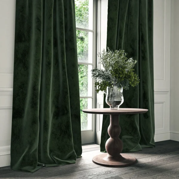 Omega Fabric - Bottle Green by Omega Fabric from Linwood Fabrics Omega IV collection - green plain velvet-chenille