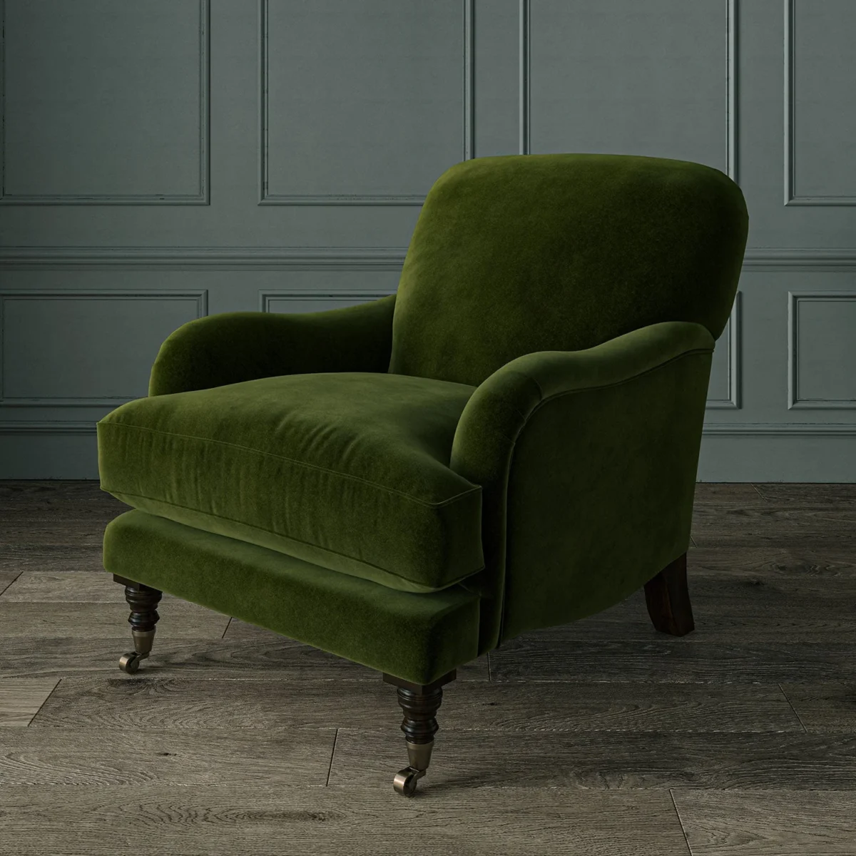 Omega Fabric from Linwood Fabrics Omega IV collection - green plain velvet-chenille