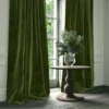 Omega Fabric from Linwood Fabrics Omega IV collection - green plain velvet-chenille