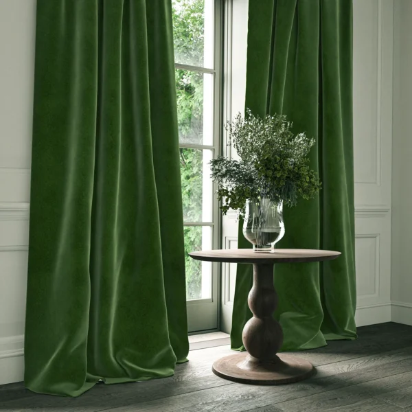 Omega Fabric - Fern by Omega Fabric from Linwood Fabrics Omega IV collection - green plain velvet-chenille