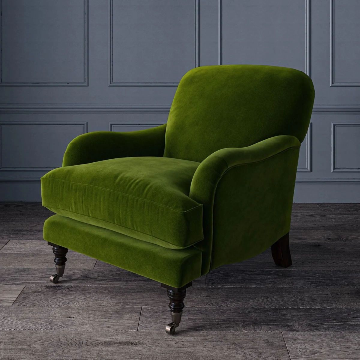 Omega Fabric from Linwood Fabrics Omega IV collection - green plain velvet-chenille