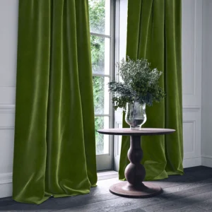 Omega Fabric from Linwood Fabrics Omega IV collection - green plain velvet-chenille