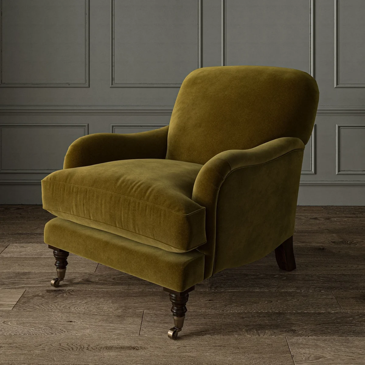 Omega Fabric - Oregano by Omega Fabric from Linwood Fabrics Omega IV collection - green plain velvet-chenille