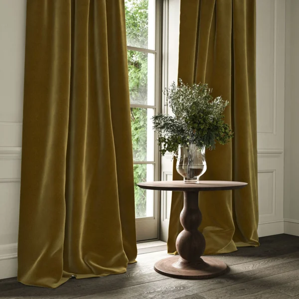Omega Fabric - Oregano by Omega Fabric from Linwood Fabrics Omega IV collection - green plain velvet-chenille