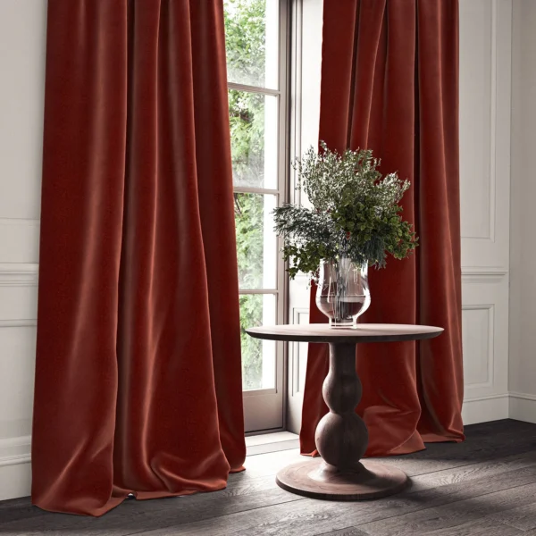 Omega Fabric - Ruby by Omega Fabric from Linwood Fabrics Omega IV collection - red plain velvet-chenille