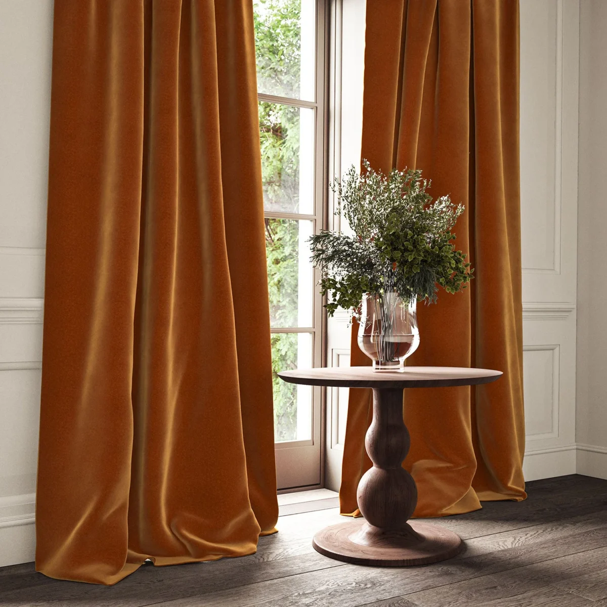 Omega Fabric from Linwood Fabrics Omega IV collection - orange plain velvet-chenille