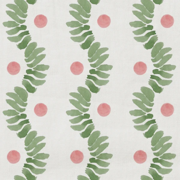 Posy Fabric - 01 Rose Garden by Posy Fabric from Wemyss Wee Prints collection - green striped printed
