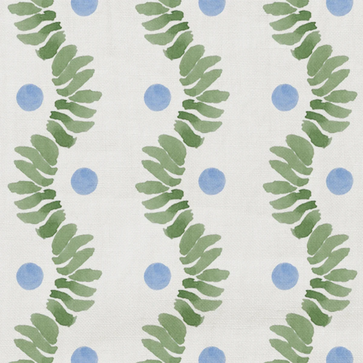 Posy Fabric  from Wemyss Wee Prints collection - green striped printed